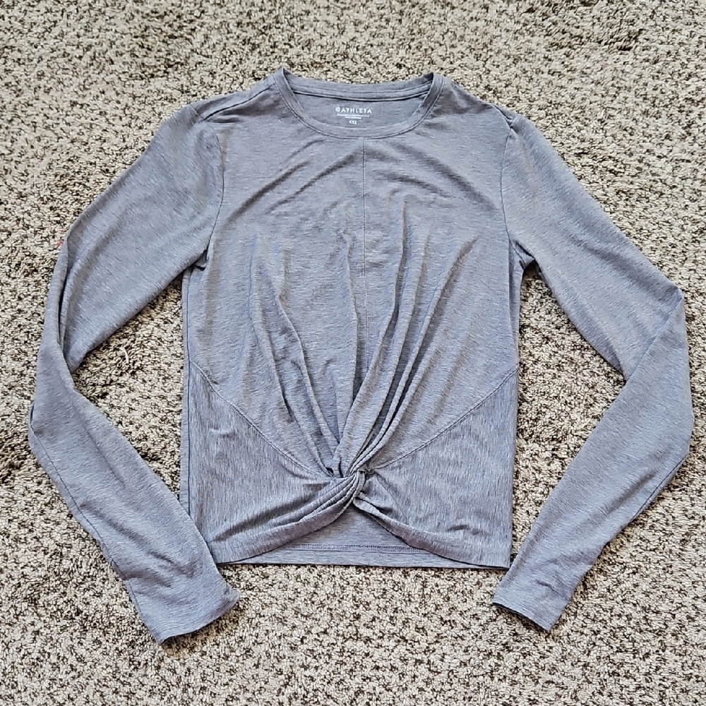 Athleta Women's Heather Gray Twist Front Long Sleeve Tee